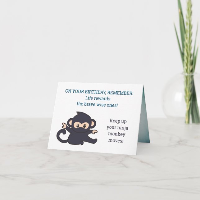 Funny Niedlich Ninja Affe bewegt sich in Business  Karte (Vorderseite)