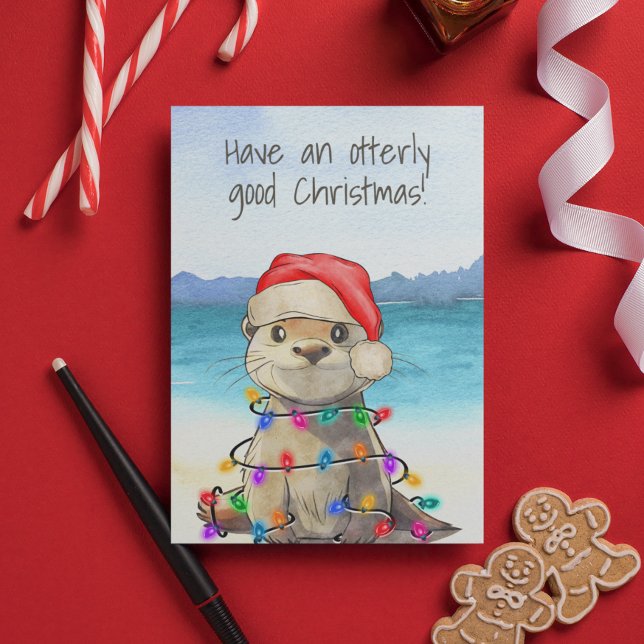 Funny Niedlich Otter Weihnachtskarte Karte (Von Creator hochgeladen)