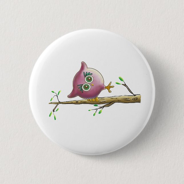 Funny Niedlich Owl Picture Button (Vorderseite)