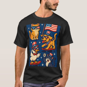 Funny Niedlich Patriotic Haustiere Cool Hund, Katz T-Shirt