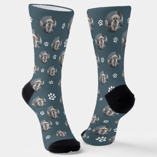 Funny Niedlich Pet Hund/Cat Foto Pawprint Socken (Gewinkelt)