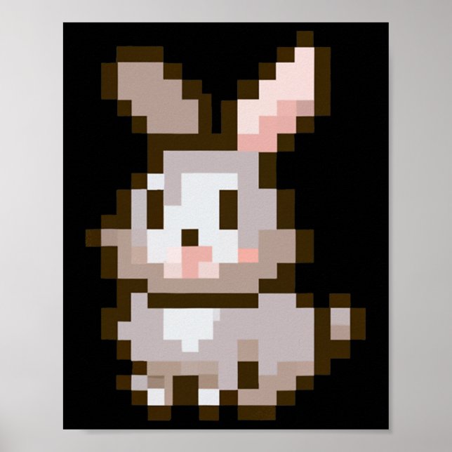 Funny Niedlich pixelig Ostervideospiel Osterbrunn Poster (Vorne)