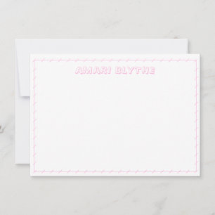 Funny Niedlich Playful Girls Blush Pink Border Mitteilungskarte