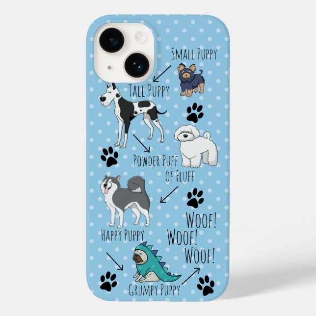 Funny Niedlich Puppy Poem and Dots Case-Mate iPhone 14 Hülle (Rückseite)