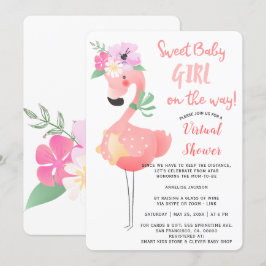 Funny niedlich rosa Flamingo Baby Dusche virtuelle Einladung