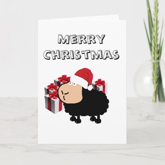 Funny niedlich Santa Cartoon Schafe Weihnachten (Vorderseite)