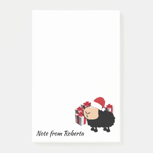 Funny niedlich Santa Cartoon Schafe Weihnachten Post-it Klebezettel (Vorderseite)