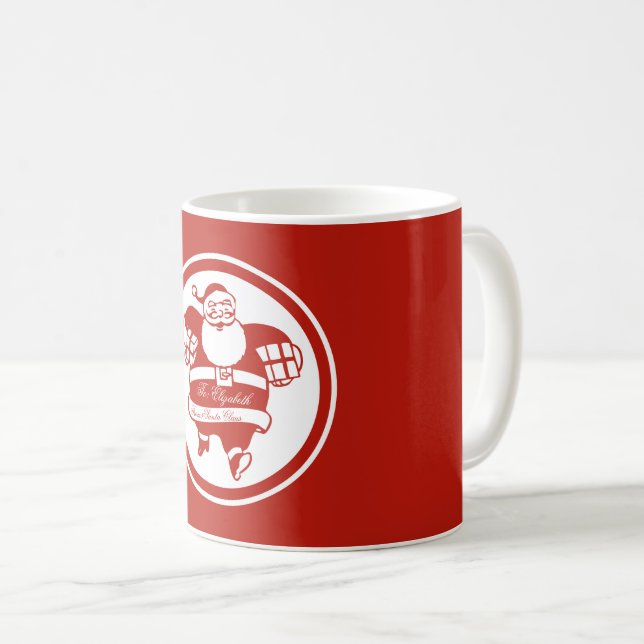 Funny Niedlich Santa Claus Roter Individuelle Name Kaffeetasse (VorderseiteRechts)