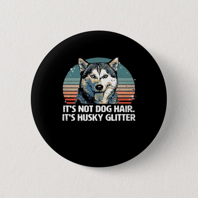 Funny & Niedlich Siberian Husky Dog Glitzer Classi Button (Vorderseite)