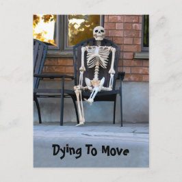 Funny Niedlich Skeleton New Address Moving Postkarte
