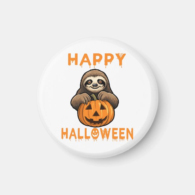 Funny Niedlich Sloth Holding Pumpkin Magnet (Vorne)