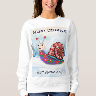 Funny Niedlich Snail Snow Pub Spaß Weihnachten Sweatshirt