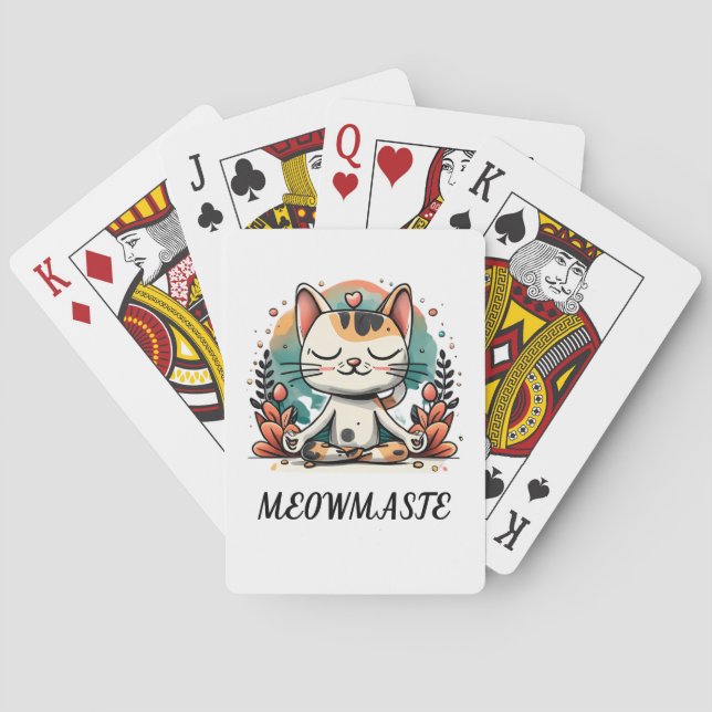 Funny Niedlich Spiritual Cat Meditating "MEOWMASTE Spielkarten (Rückseite)