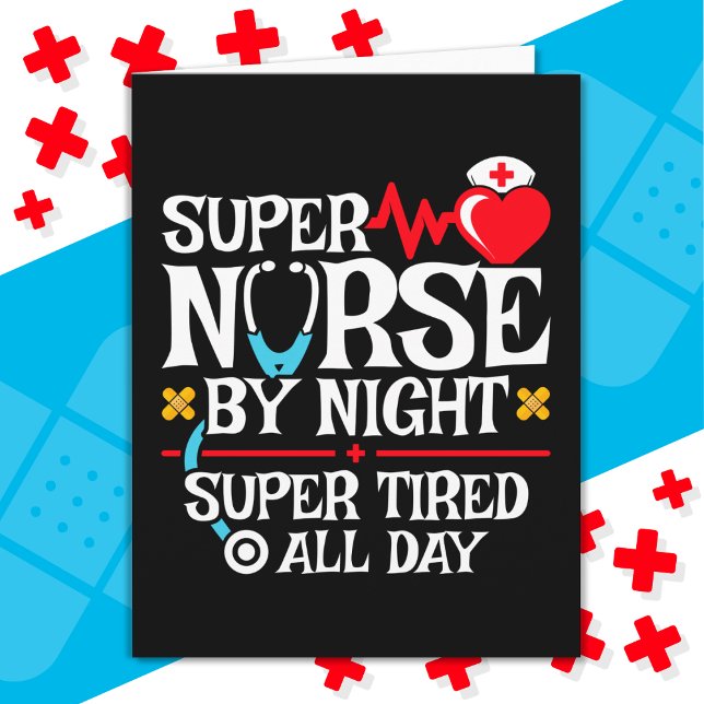 Funny Niedlich Super Tired Nurse Day Night Shift Karte (Von Creator hochgeladen)
