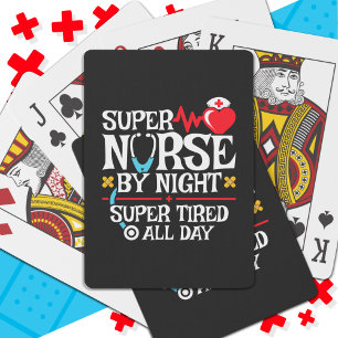 Funny Niedlich Super Tired Nurse Day Night Shift Spielkarten