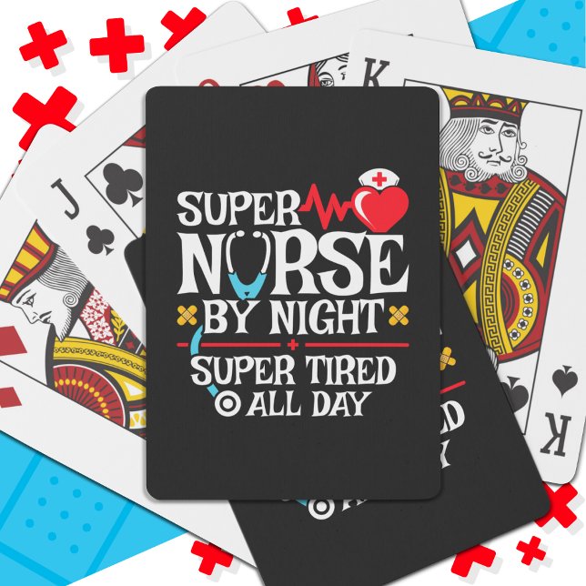 Funny Niedlich Super Tired Nurse Day Night Shift Spielkarten (Von Creator hochgeladen)