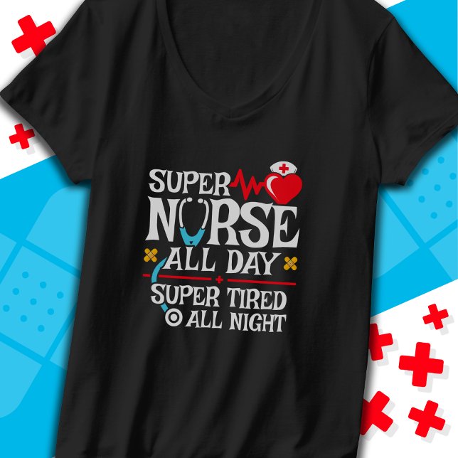 Funny Niedlich Super Tired Nurse Day Shift Night T-Shirt (Von Creator hochgeladen)