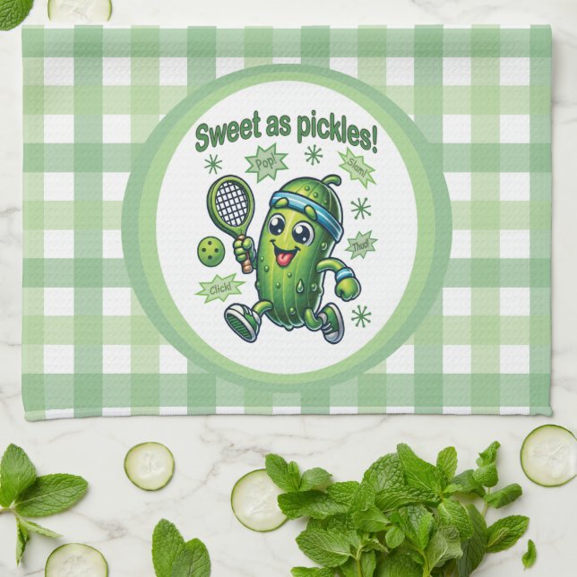 Funny Niedlich Sweet as Pickles Pickleball Geschirrtuch (Gefaltet)