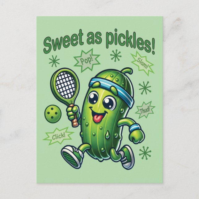 Funny Niedlich Sweet as Pickles Pickleball Postkarte (Vorderseite)