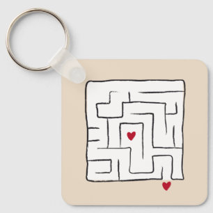 Funny Niedlich Sweet Hand gezeichnet Maze Valentin Schlüsselanhänger