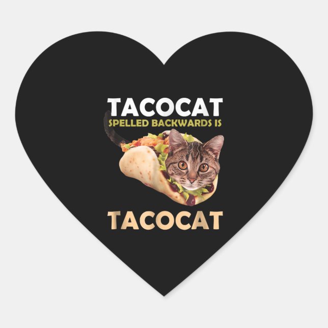 Funny Niedlich Tacocat Taco Katze zurückgeschriebe Herz-Aufkleber (Vorderseite)