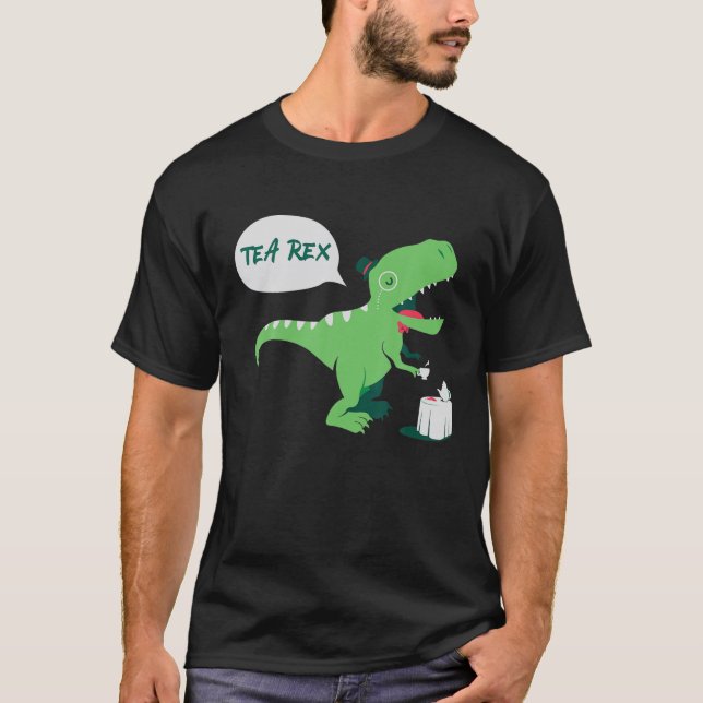 Funny Niedlich Tee Rex Tyrannosaurus Dino Drinking (Vorderseite)