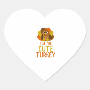 Funny Niedlich Turkey Family Matching Erntedank Herz-Aufkleber