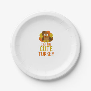 Funny Niedlich Turkey Family Matching Erntedank Pappteller