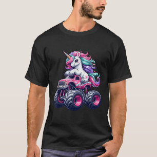 Funny Niedlich Unicorn Reiten Ein rosa Monster LKW T-Shirt