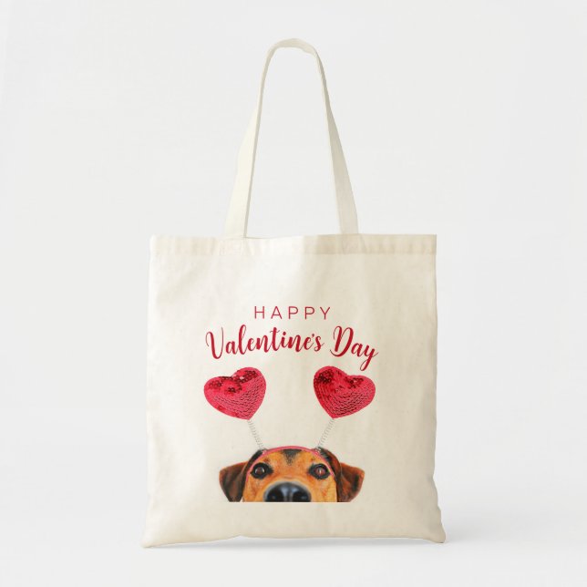 Funny Niedlich Valentine's Day Hunde Heart Headban Tragetasche (Vorne)