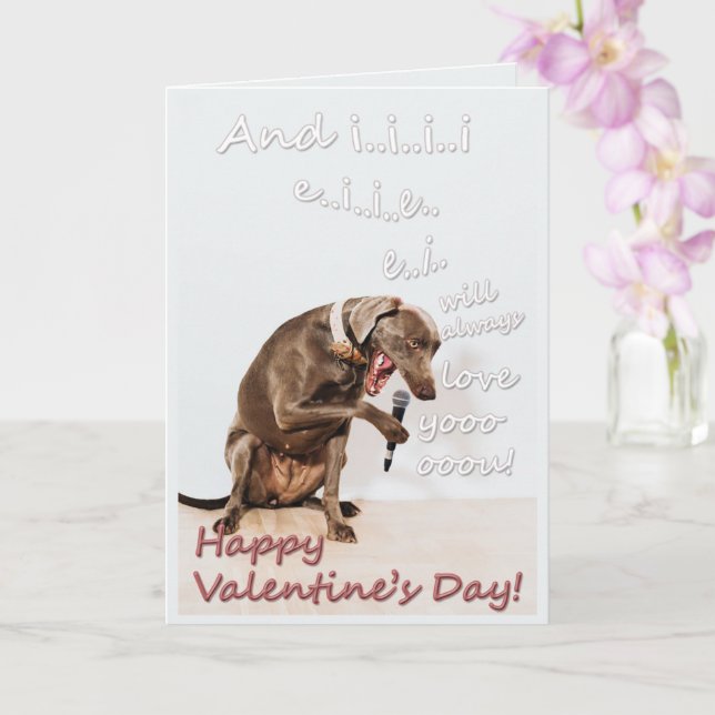 Funny, niedlich, Valentinstag, Hundegesang, Spaß, Karte (Orchidee)