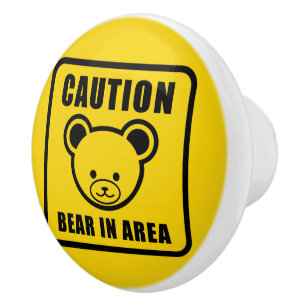 Funny Niedlich Yellow Black Teddy Bären Warnzeiche Keramikknauf