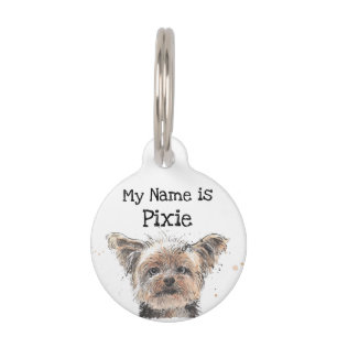 Funny niedlich Yorkshire Terrier Yorkie Dog Waterc Haustiermarke