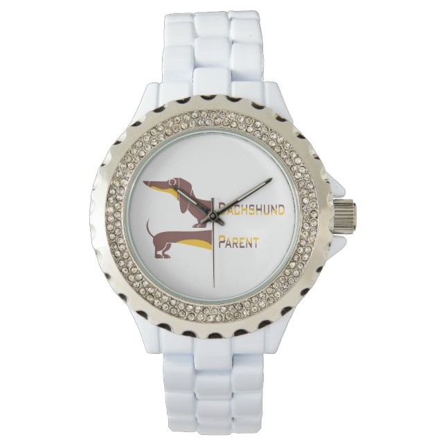 Funny niedliche Dackel für Langhundeeltern Armbanduhr (Vorderseite)