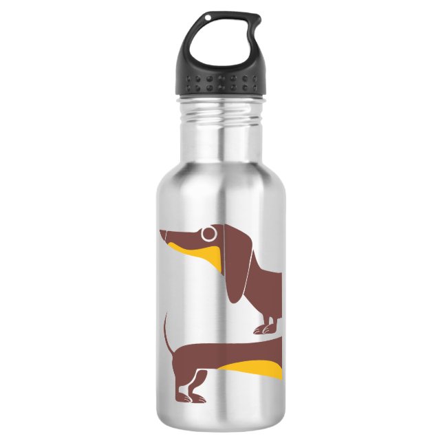 Funny niedliche Dackel für Langhundeeltern Edelstahlflasche (Vorderseite)