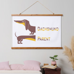 Funny niedliche Dackel für Langhundeeltern Wandteppich Mit Holzrahmen
