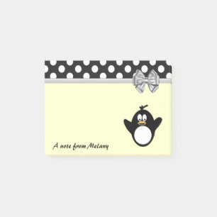 Funny niedliche Girly Pinguin Polka Punkte Monogra Post-it Klebezettel
