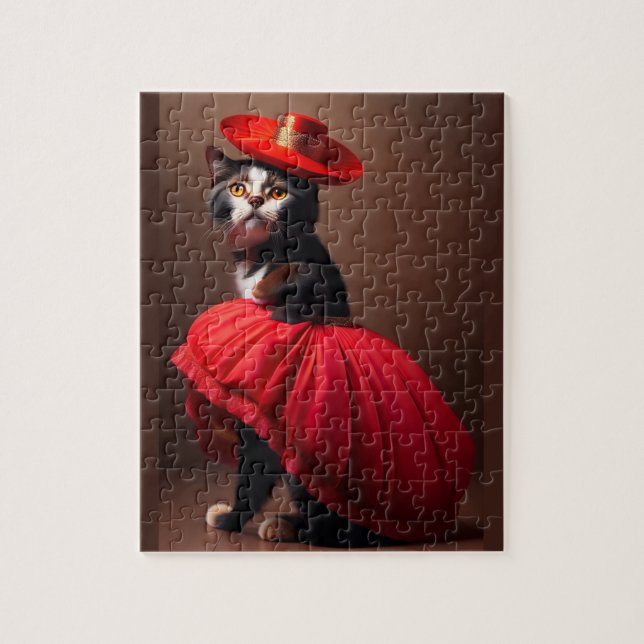 Funny Niedliche Katze mit Kleidung Flamenco Stil (Vertikal)