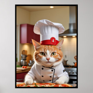 Funny Niedliche Katze mit Pizza Poster