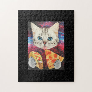 Funny Niedliche Weltraumgalaxie Cat Meme Pizza Tac