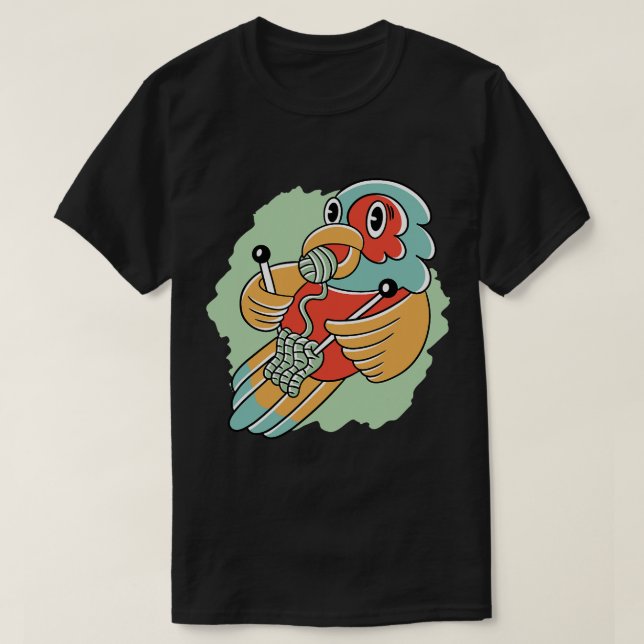 Funny niedlicher Cartoon Papagei Strickwoll Strick T-Shirt (Design vorne)
