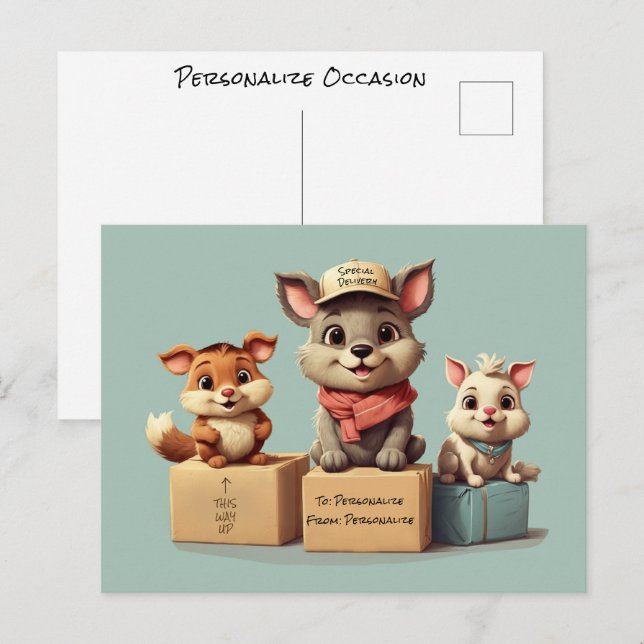 Funny Niedlicher Cartoon Tiere jeder Art Postkarte (Vorne/Hinten)