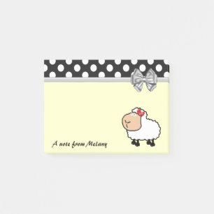 Funny niedlicher Girl-Schaf-Polka-Punkte Monogramm Post-it Klebezettel
