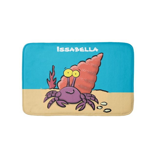 Funny niedlicher lila Cartoon Einsiedlerkrabbe Badematte (Vorderseite)