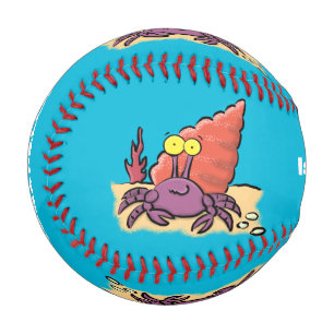 Funny niedlicher lila Cartoon Einsiedlerkrabbe Baseball