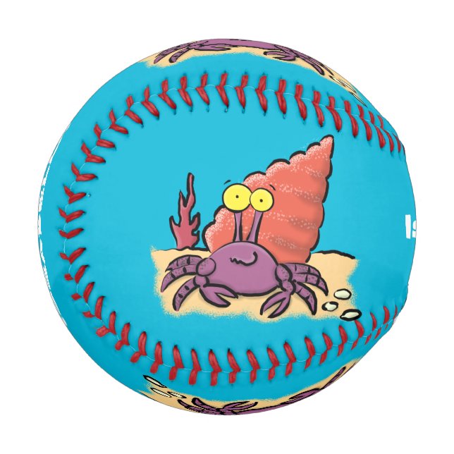 Funny niedlicher lila Cartoon Einsiedlerkrabbe Baseball (Vorderseite Links)
