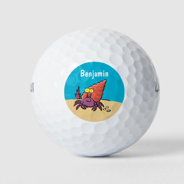 Funny niedlicher lila Cartoon Einsiedlerkrabbe Golfball (Vorderseite)