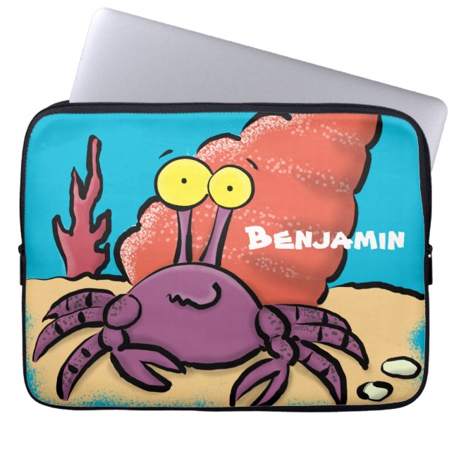 Funny niedlicher lila Cartoon Einsiedlerkrabbe Laptopschutzhülle (Vorderseite)