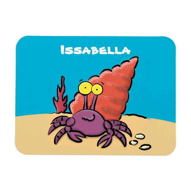 Funny niedlicher lila Cartoon Einsiedlerkrabbe Magnet (Horizontal)