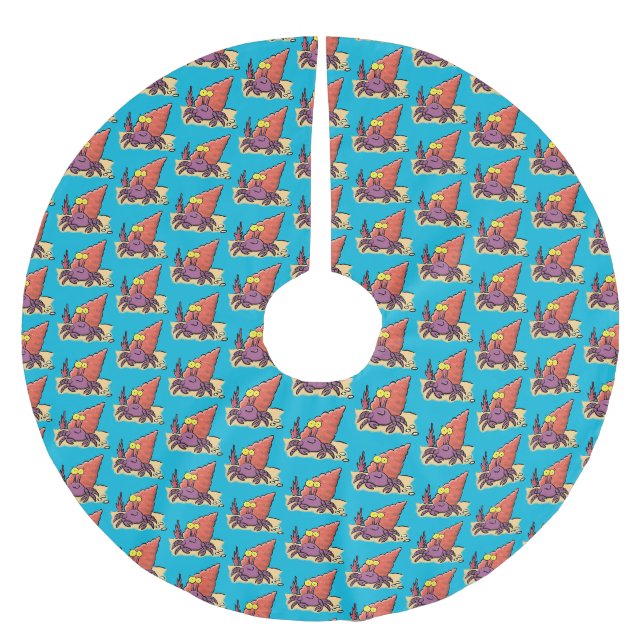 Funny niedlicher lila Cartoon Einsiedlerkrabbe Polyester Weihnachtsbaumdecke (Vorderseite)